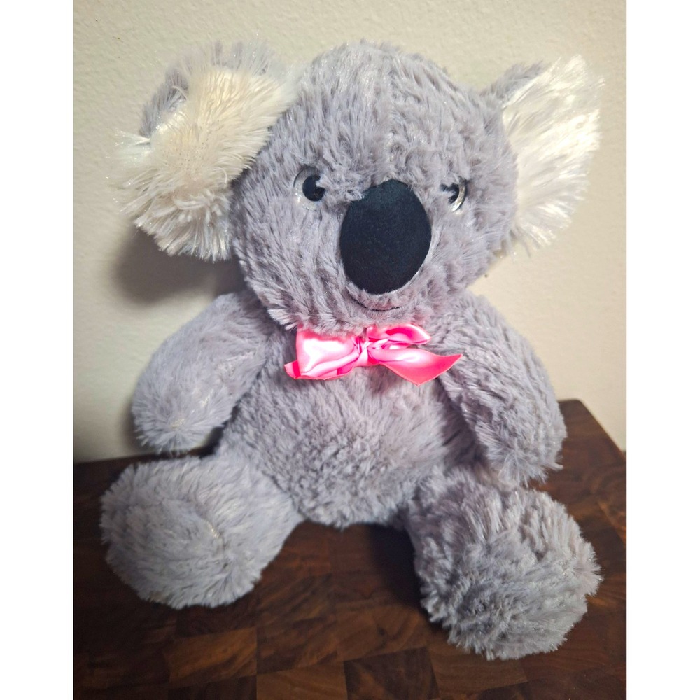 Homerbest Plush Grey Koala Bear Pink Satin Bow Soft Stuffed Animal Toy Plushie
